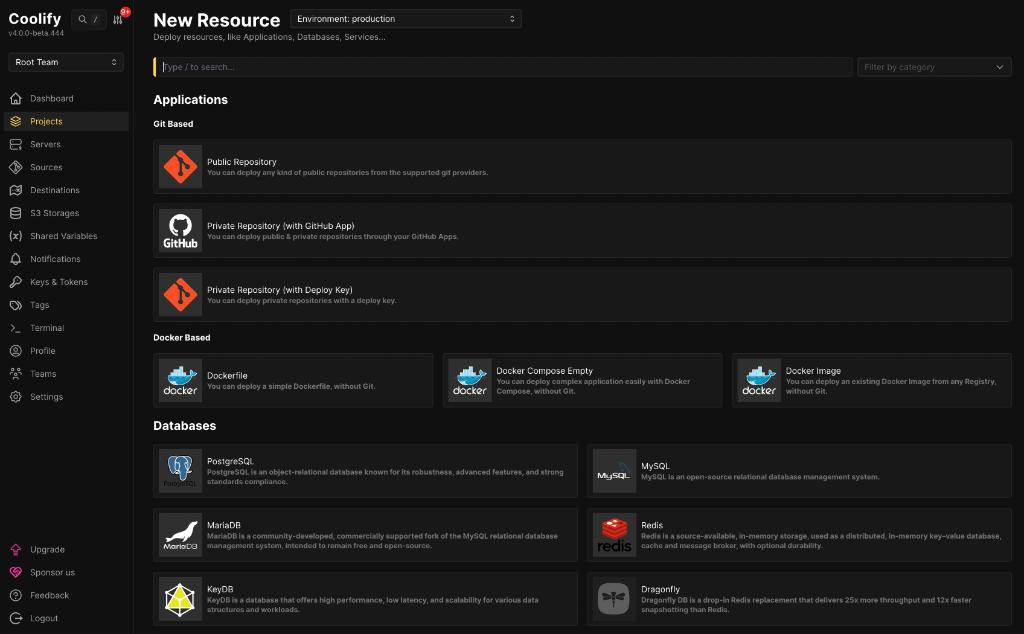 Menu "New Resource"