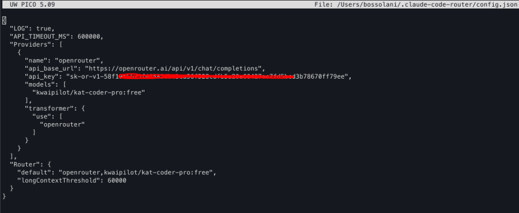 Configuração do CCR no terminal